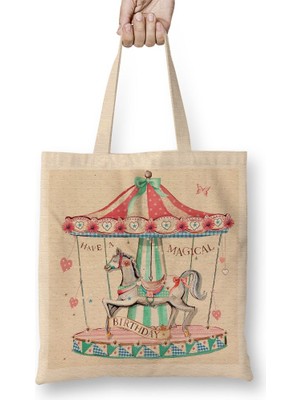 Baskı Dükkanı Carousel Bez Çanta Uzun Saplı