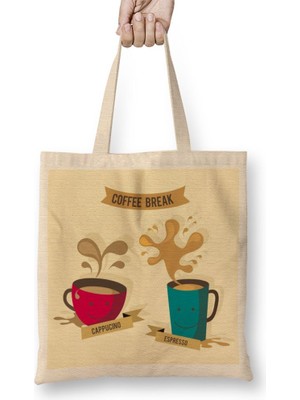 Baskı Dükkanı Coffee Break Bez Çanta Uzun Saplı