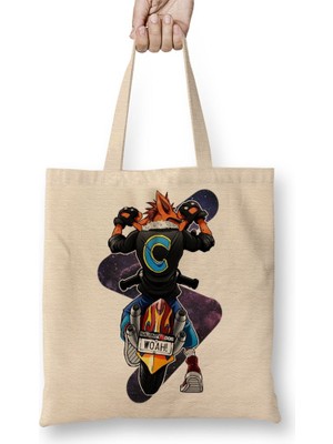 Baskı Dükkanı Crash Bandicoot Badass Bez Çanta Uzun Saplı