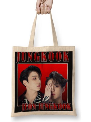 Baskı Dükkanı Jeon Jungkook Bts Bez Çanta Uzun Saplı