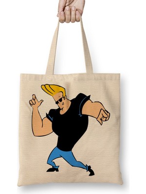 Baskı Dükkanı Johnny Bravo 01 Bez Çanta Uzun Saplı