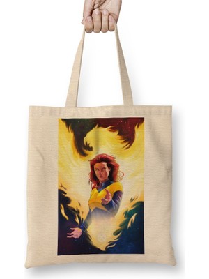Baskı Dükkanı x Men Dark Phoenix Bez Çanta Uzun Saplı