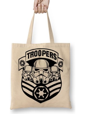 Baskı Dükkanı Star Wars Storm Trooper Bez Çanta Uzun Saplı