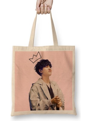 Baskı Dükkanı Suga Aesthetic Bts Bez Çanta Uzun Saplı