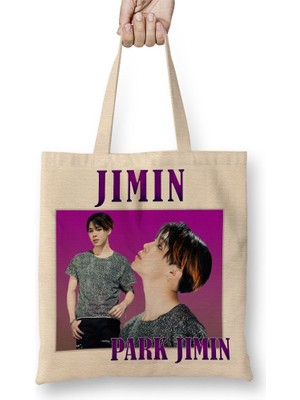 Baskı Dükkanı Jimin Bts Bez Çanta Uzun Saplı