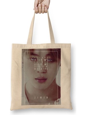 Baskı Dükkanı Bts Wings Jimin Bez Çanta Uzun Saplı