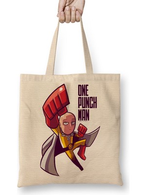 Baskı Dükkanı One Punch Man Bez Çanta Uzun Saplı