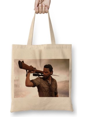 Baskı Dükkanı The Walking Dead Rick 2 Bez Çanta Uzun Saplı