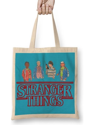 Baskı Dükkanı Stranger Things 06 Bez Çanta Uzun Saplı