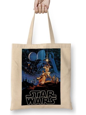 Baskı Dükkanı Star Wars Retro Bez Çanta Uzun Saplı