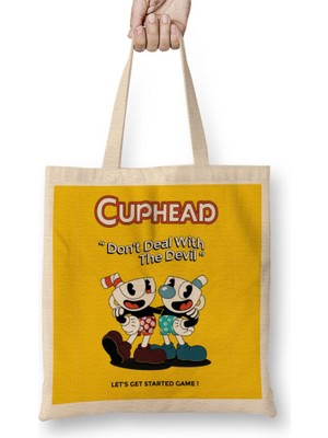 Baskı Dükkanı Cuphead Don't Deal With The Devil Bez Çanta Uzun Saplı