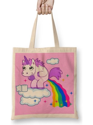 Baskı Dükkanı Unicorn 01 Bez Çanta Uzun Saplı