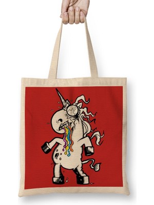 Baskı Dükkanı Zombies Vs Unicorns Zombie Unicorn Bez Çanta Uzun Saplı
