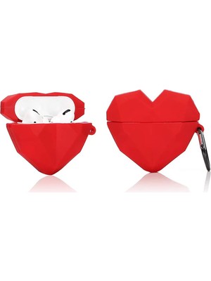 Bipower Airpods Pro Uyumlu Kılıf Origami Kalp Kırmızı