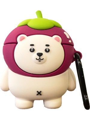 Bipower Airpods 1-2 Uyumlu Kılıf Polar Bear Bordo