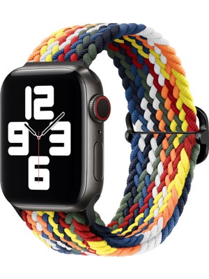 Bilişim Aksesuar Apple Watch Uyumlu Kordon 3 4 5 6 7 Se 42MM 44MM 45MM Örgü Tokalı Kordon Gökkuşağı New