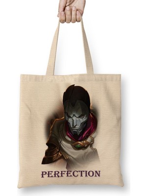 Baskı Dükkanı League Of Legends Jhin Perfectio Bez Çanta Uzun Saplı