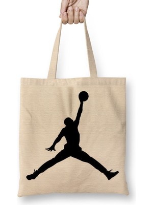 Baskı Dükkanı Michael Jordan Bez Çanta Uzun Saplı
