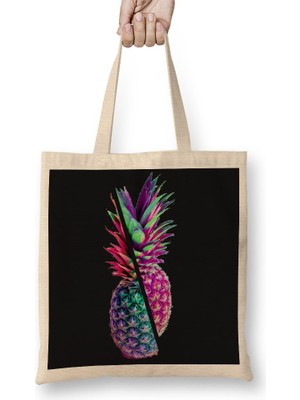 Baskı Dükkanı Abacaxi 3 Bez Çanta Uzun Saplı