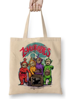 Baskı Dükkanı Zombotubbies Bez Çanta Uzun Saplı