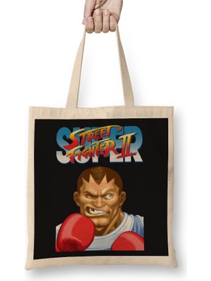 Baskı Dükkanı Street Fighter 2 Balrog 2 Bez Çanta Uzun Saplı