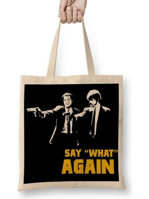 Baskı Dükkanı Pulp Fiction Black Bez Çanta Uzun Saplı
