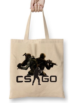 Baskı Dükkanı Counter Strike Csgo Bez Çanta Uzun Saplı