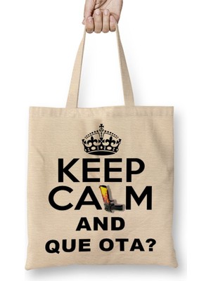 Baskı Dükkanı Que Ota Bez Çanta Uzun Saplı