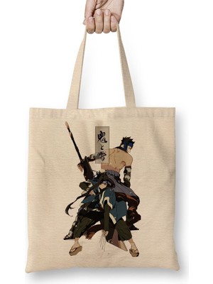 Baskı Dükkanı Haku Zabuza Bez Çanta Uzun Saplı