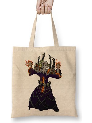 Baskı Dükkanı Warlock Junkrat Bez Çanta Uzun Saplı