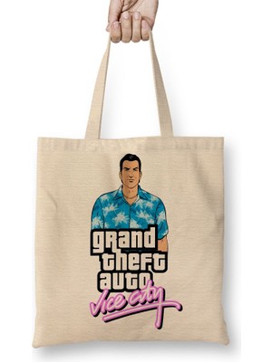 Baskı Dükkanı Grand Theft Auto Gta Vice City Bez Çanta Uzun Saplı