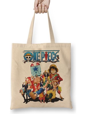 Baskı Dükkanı One Piece Bez Çanta Uzun Saplı