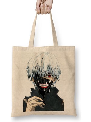 Baskı Dükkanı Kaneki Ken Tokyo Ghoul Bez Çanta Uzun Saplı