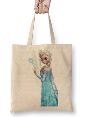 Baskı Dükkanı Elsa Frozen Anna Bez Çanta Uzun Saplı