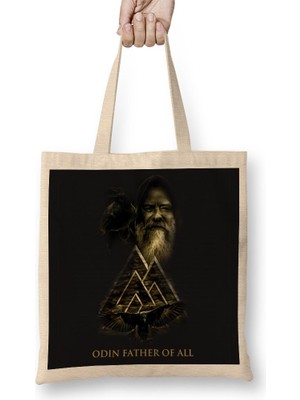 Baskı Dükkanı Odin Father Of All Bez Çanta Uzun Saplı