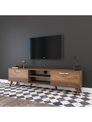 Rani A9 Tv Ünitesi Modern Ayaklı Tv Sehpası 180 cm Minyatür Ceviz
