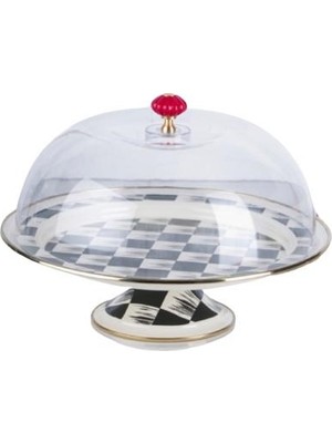 Acar  Emaye Dama Model Akrilik Kapaklı Kek Fanusu