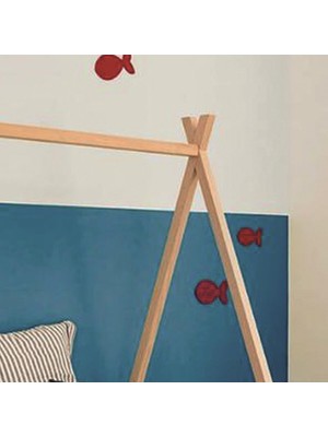 MiniWood Montessori Çocuk Yatak Çam 90X190 Oyun Alanı Çadır Çilek