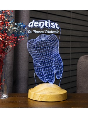 Sevgilambası Diş Doktoru Hediyesi, Diş Hekimi Hediyesi 3 Boyutlu Dentist Temalı Kişiye Özel 3D Led Lamba