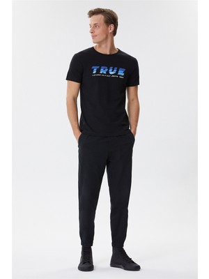 Lee Cooper Elvis Erkek %100 Pamuk Bisiklet Yaka T-Shirt Siyah