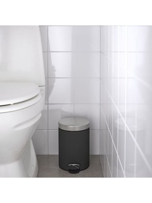 IKEA Çöp Kutusu  Koyu Gri , Meridyendukkan  24 cm Banyo Çöp Kutusu