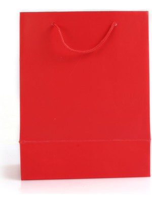 Paket Parti Karton Üzeri Mat Selefonlu Kırmızı Çanta 18X23X10 Cm(12'li)