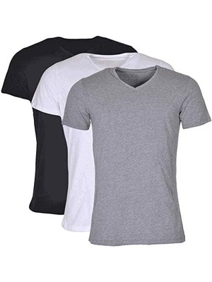 Katmirra Tutku 3'lü Erkek Beyaz Ribana V Yaka Fanila