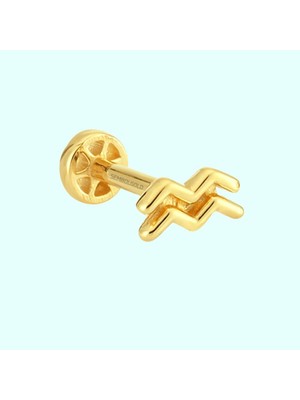 Sembol Gold Altın Tragus Piercing 14 Ayar Kova Burcu