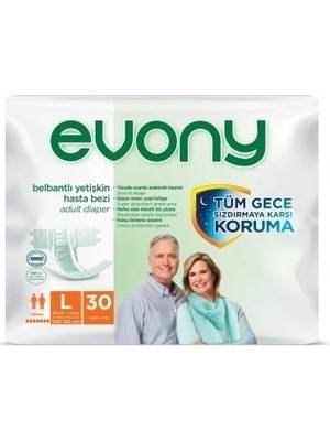 EVONY Bel Bantlı Yetişkin Hasta Bezi Large Beden 30 Lu Paket
