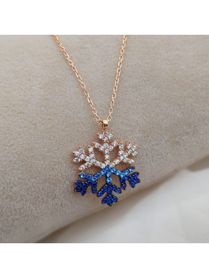 925 Gümüş Gümüş Mavi Kar Tanesi Kolye 925 Ayar
