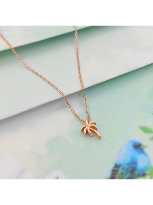 925 Gümüş Gümüş Minimal Palmiye Model Kolye 925 Ayar