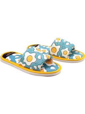 Chochili Unisex Yeşil Yumurta Desenli Önü Açık Yumuşak Tabanlı Ev Terlik