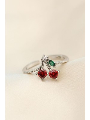 Clariss Ayarlamalı Gold Renk Kristal Taşlı Kiraz Yüzük