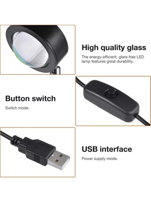 Three Beans Putowut Günbatımı Kırmızı Gökkuşağı Projeksiyon Lambası 180 Derece Rotasyon Led Işık Modern Kat Standı Gece Lambası Projektör Romantik Mood Usb C Oluştur (Yurt Dışından)